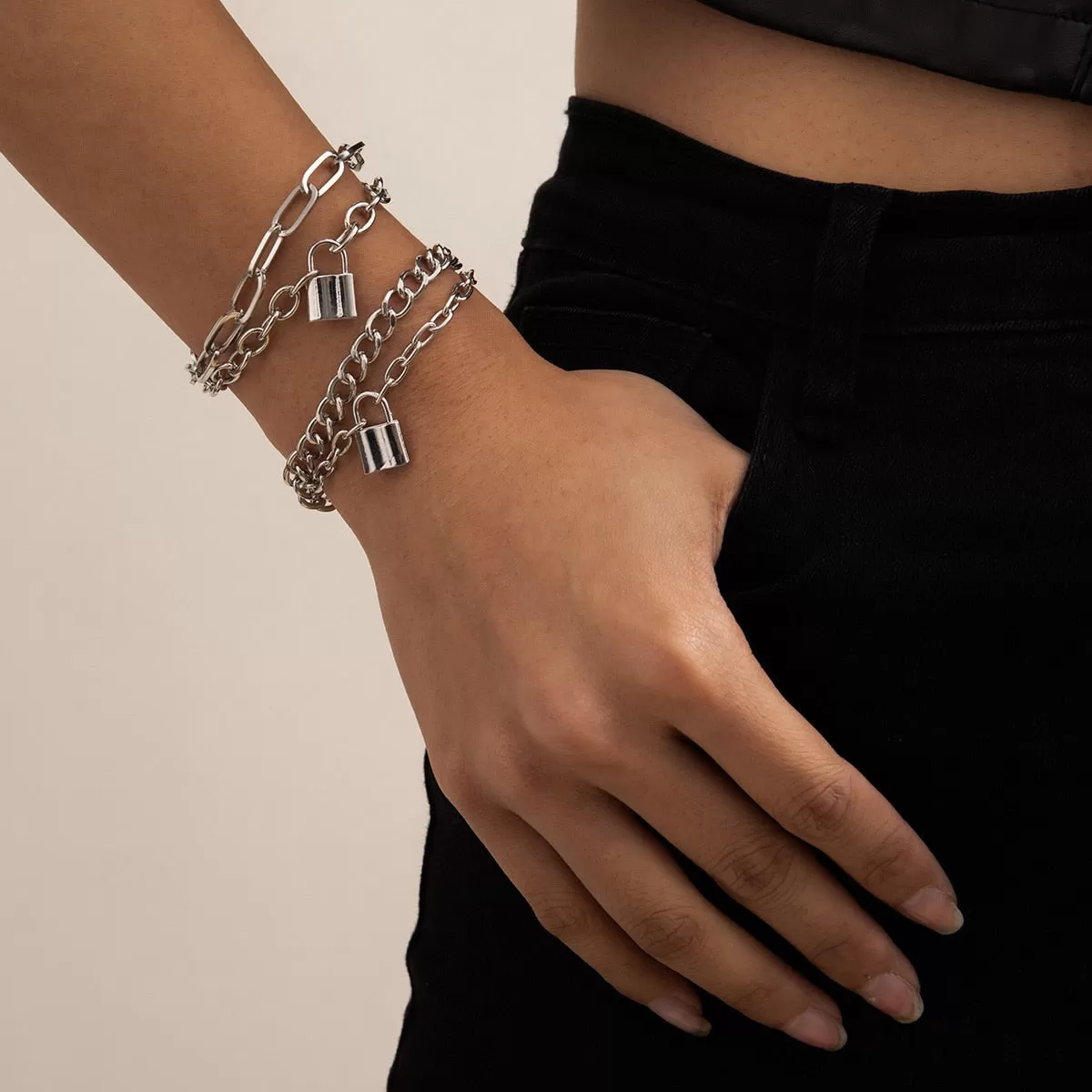 5PC Crystal Chain Bracelet Set