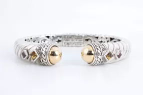 6.25"Robert Manse 925 Silver & 18k Gold Citrine & Garnet Cuff Bracelet (27.85g.)