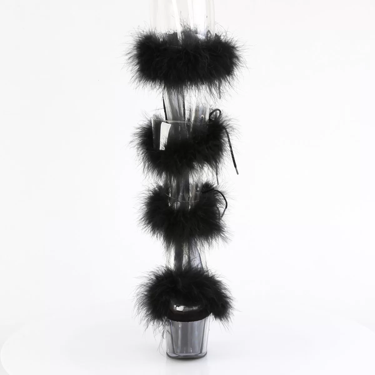 7 Inch Heel ADORE-728F Clear Black Fur