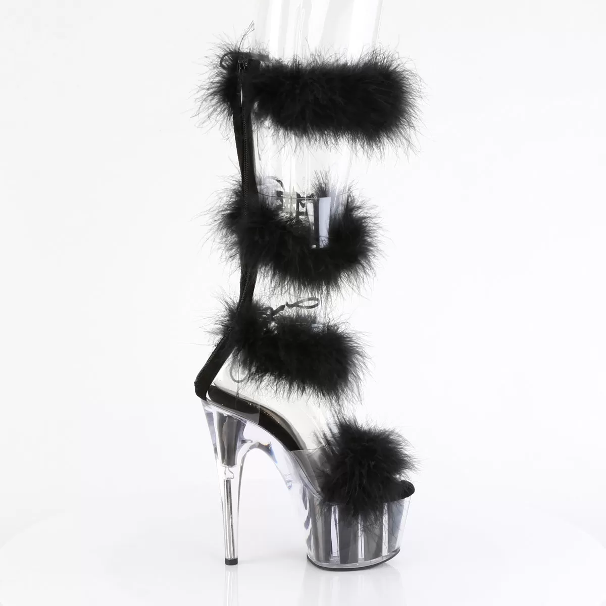 7 Inch Heel ADORE-728F Clear Black Fur