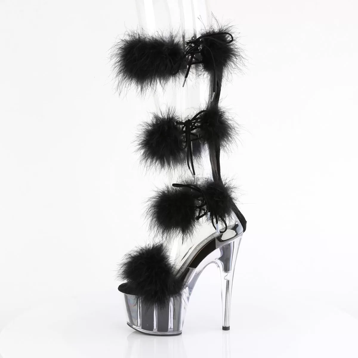 7 Inch Heel ADORE-728F Clear Black Fur