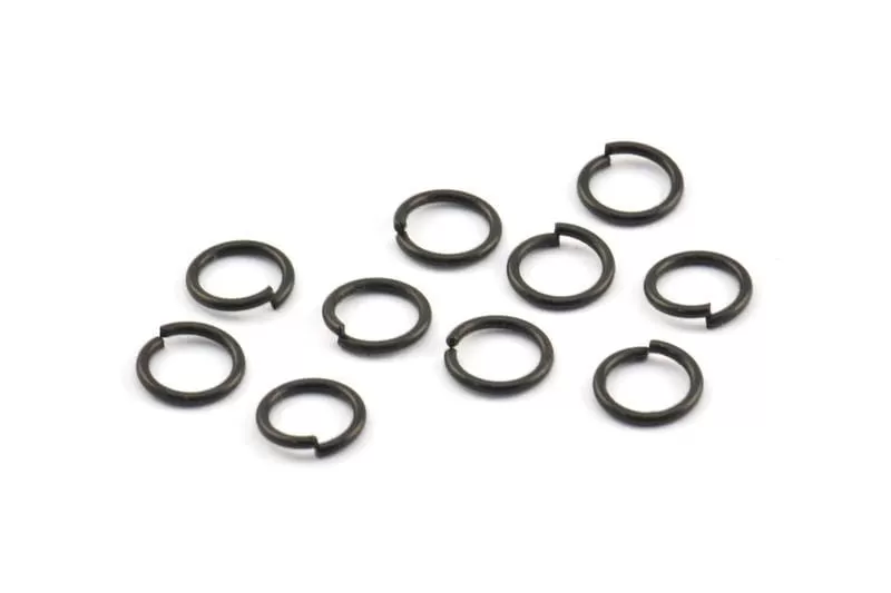 8mm Black Jump Ring, 100 Oxidized Brass Black Jump Rings (8x1mm) A0369 S312