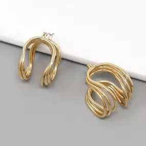 Abstract Metal Wire Hoop Earrings