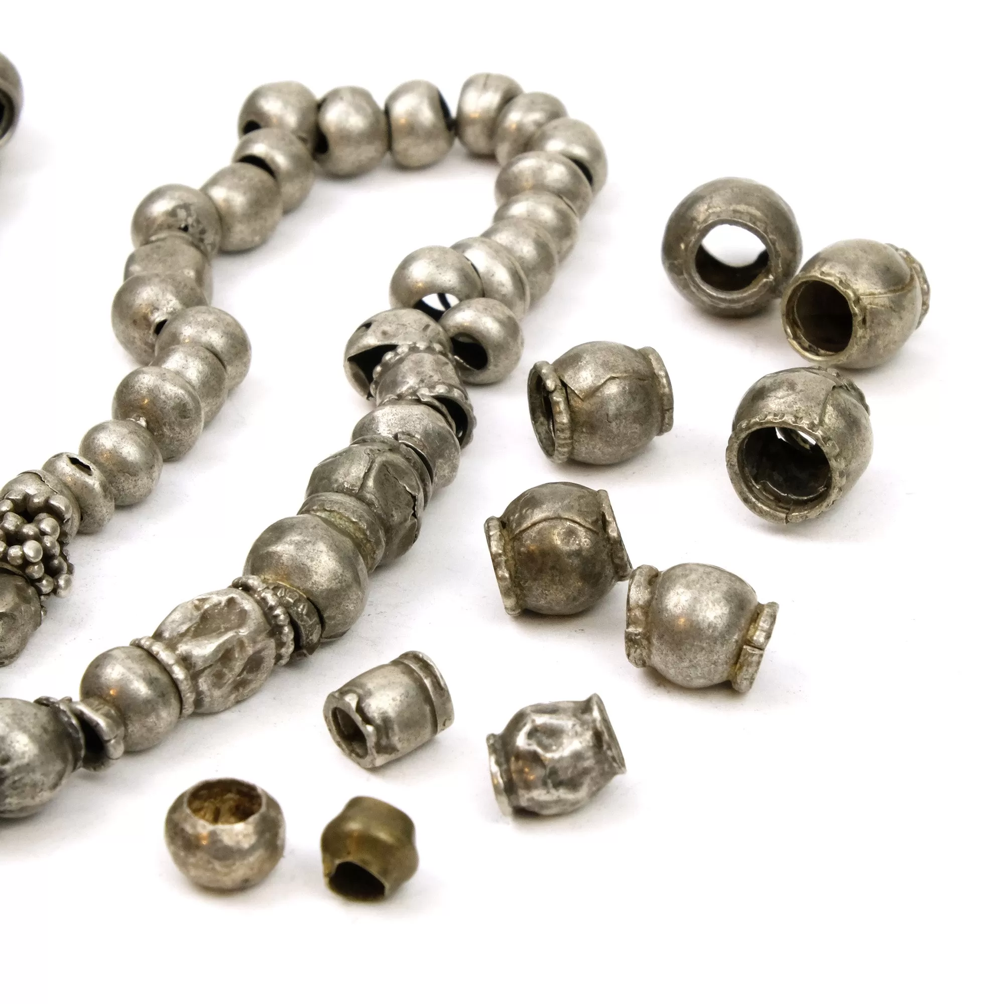 Afghan Tribal High Silver Content Heirloom Dowry Bead Strand Plus Loose Bead LOT