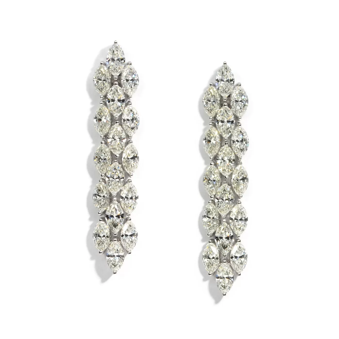 AFJ Diamond Collection - Marquise Diamond Drop Earrings, 18k White Gold