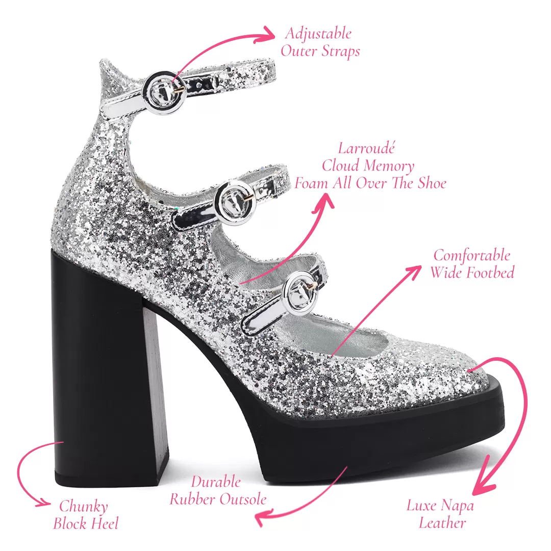 Alexa Pump In Silver Glitter