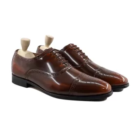 ALPER - TAN BROWN BOX LEATHER HIGH SHINE OXFORD