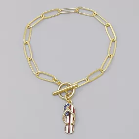 American Flag Flip Flop Charm Bracelet