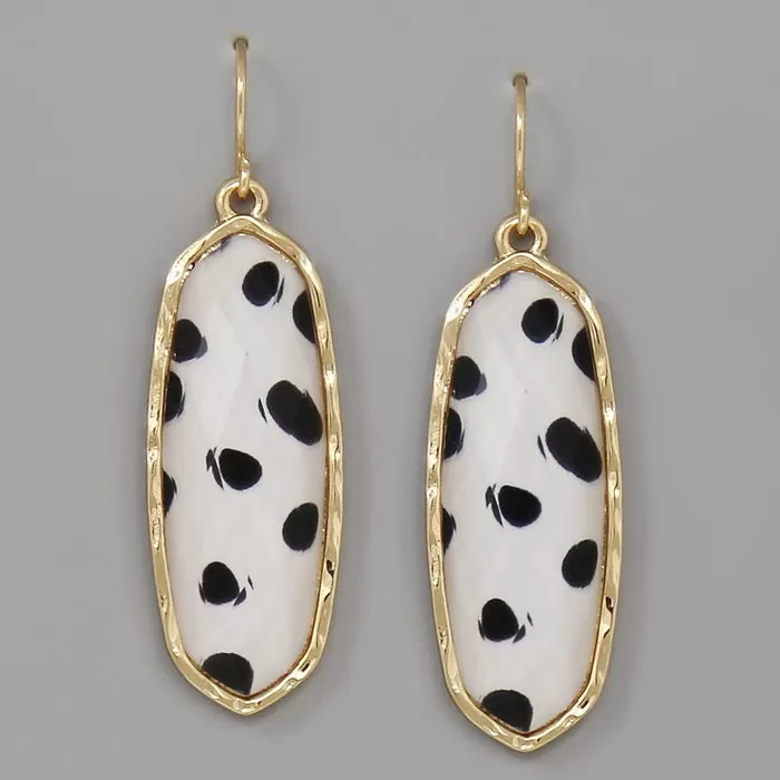 Animal Print Faceted Stone Drop Earrings