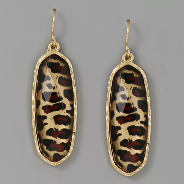 Animal Print Faceted Stone Drop Earrings