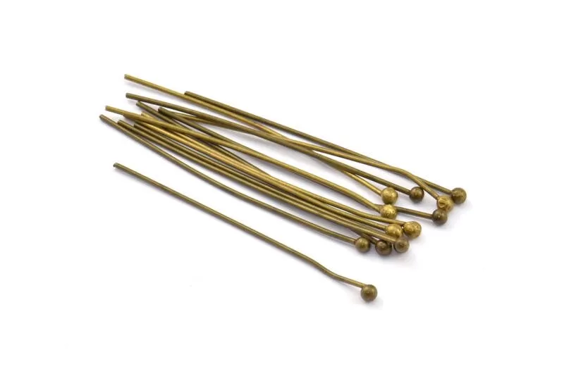 Antique Brass Pin, 500 Antique Brass Ball Head Pins, Findings (35mm) Bp-02 Brc225