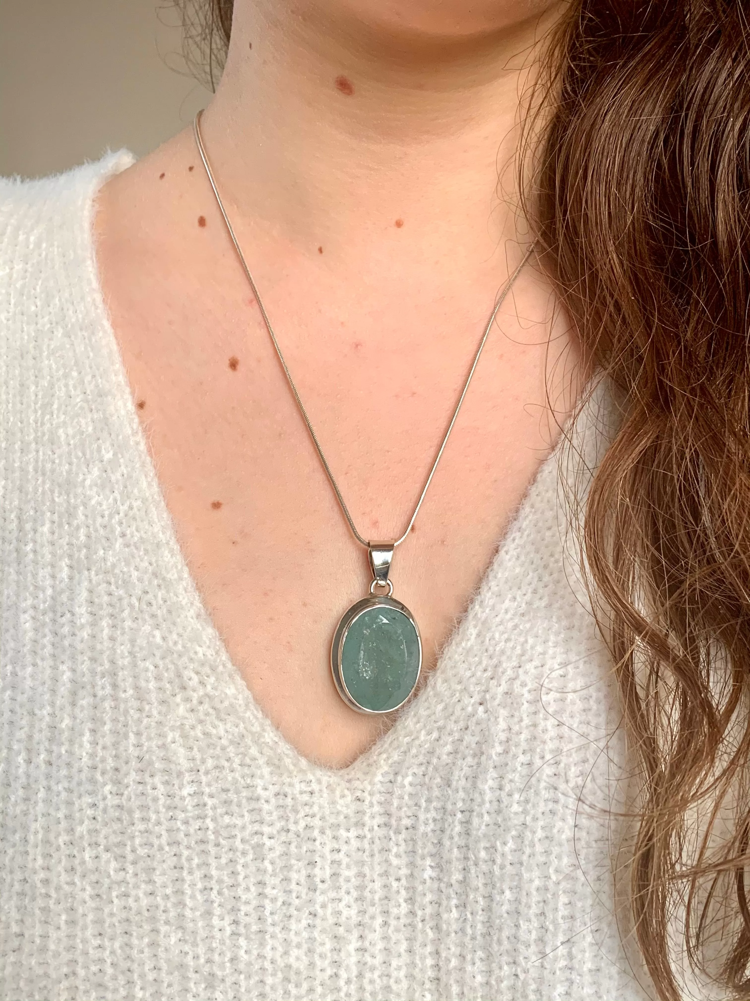 Aquamarine Ansley Pendant - Oval