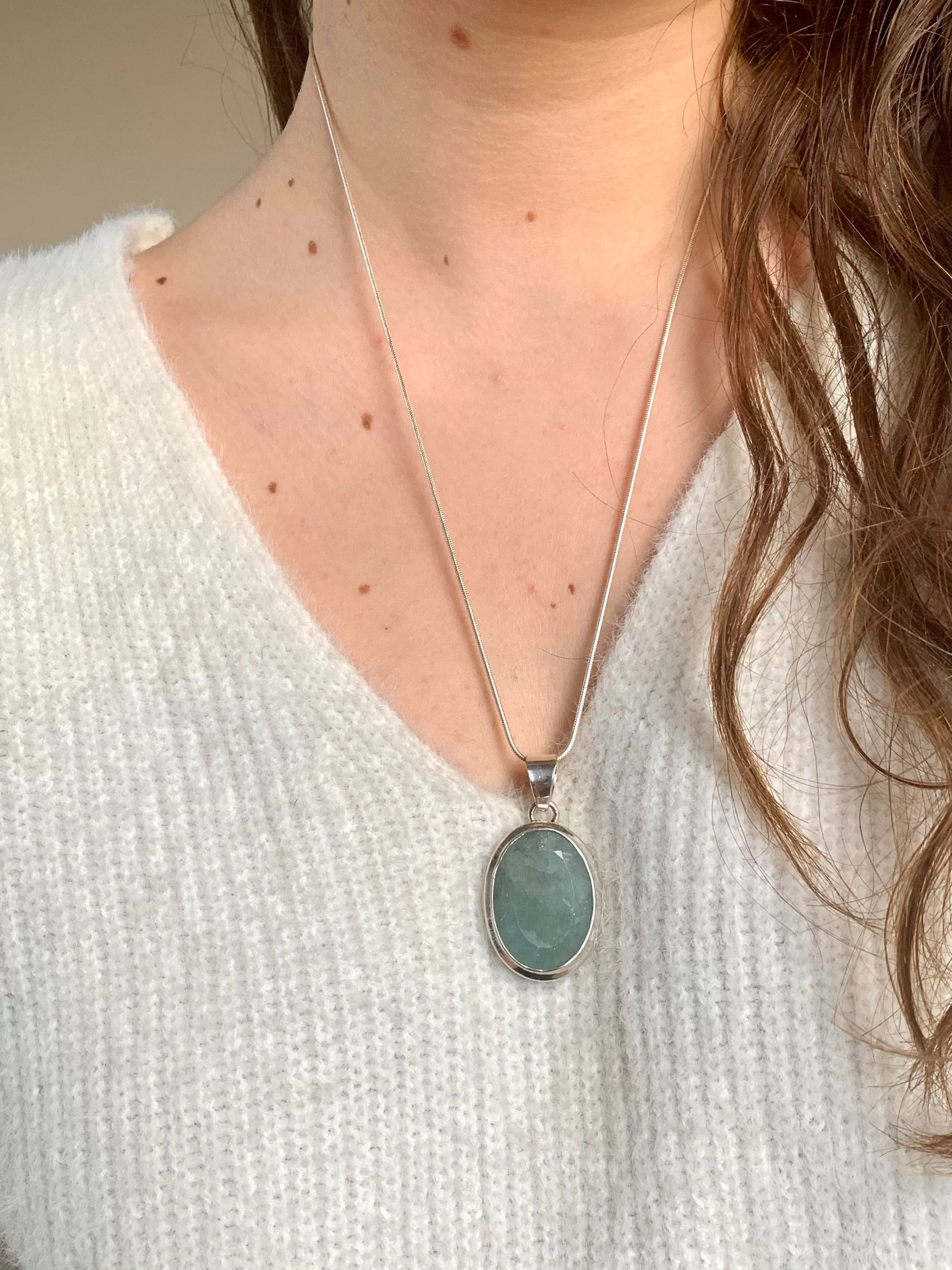 Aquamarine Ansley Pendant - Oval