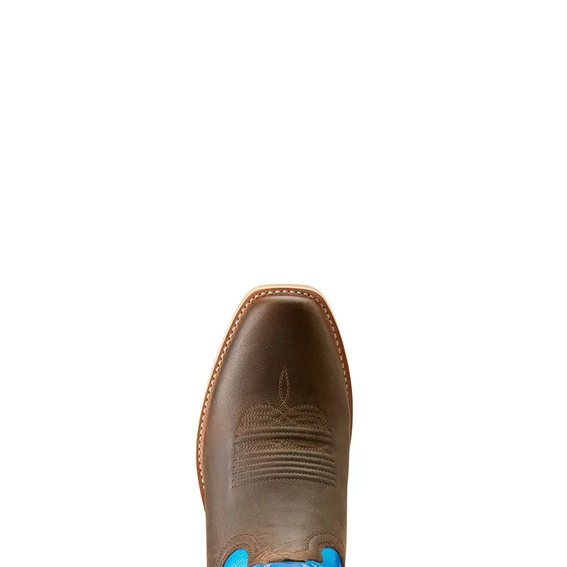 'Ariat' Men's 14 Ringer Cowboy Western Narrow Cutter Toe - Tobacco Toffee / Bright Blue