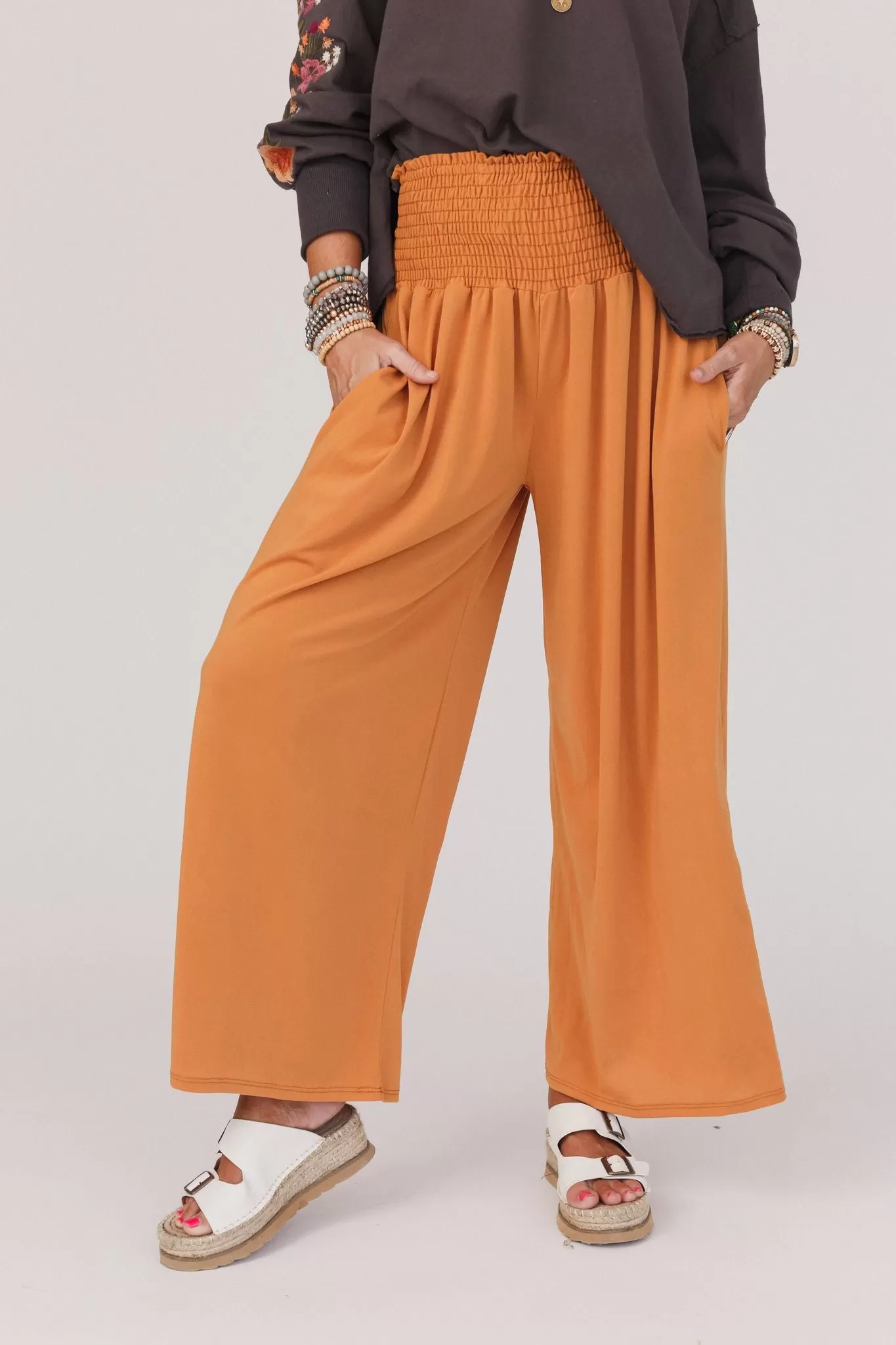 Aurora Flowy Wide Leg Pants - Mustard