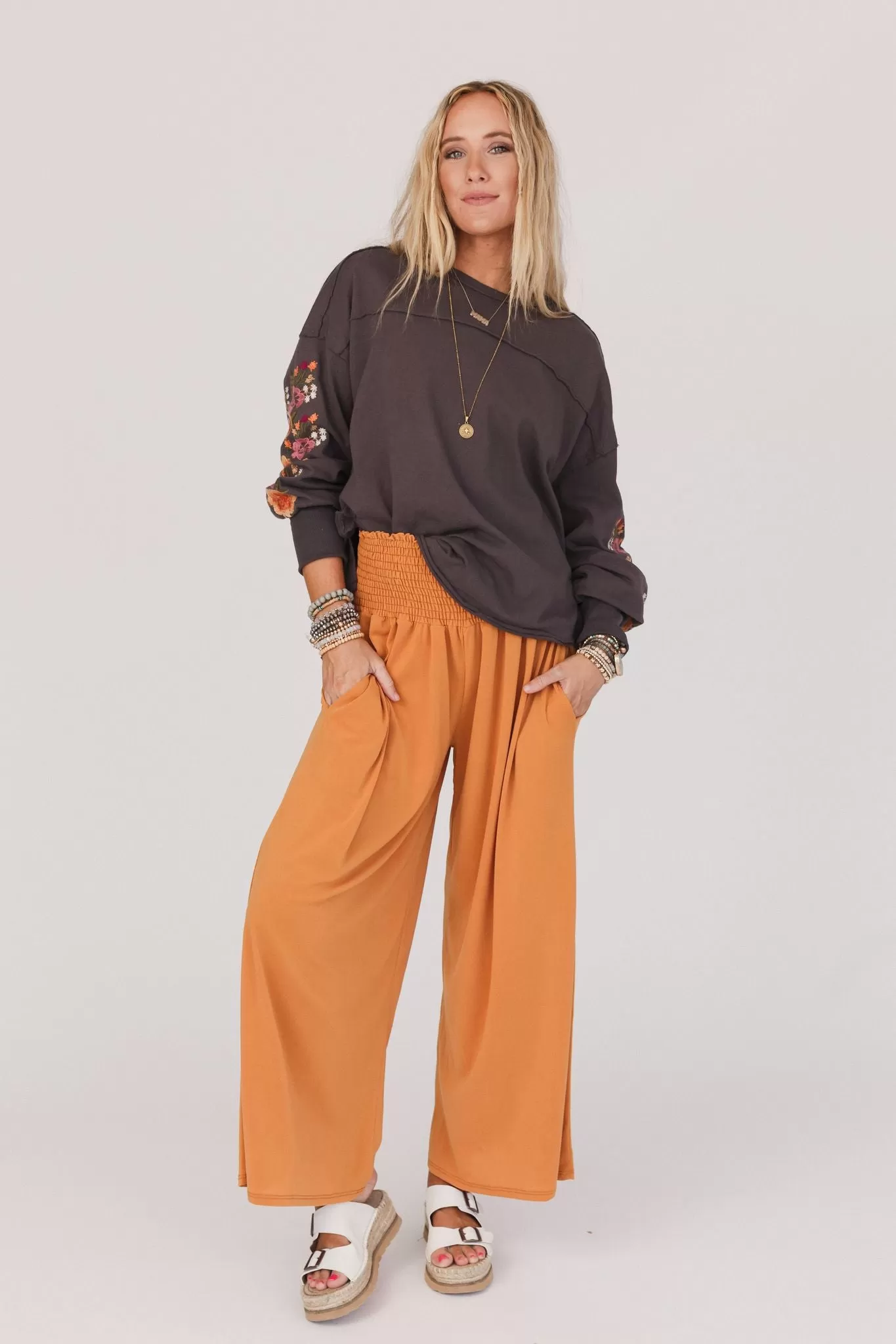 Aurora Flowy Wide Leg Pants - Mustard