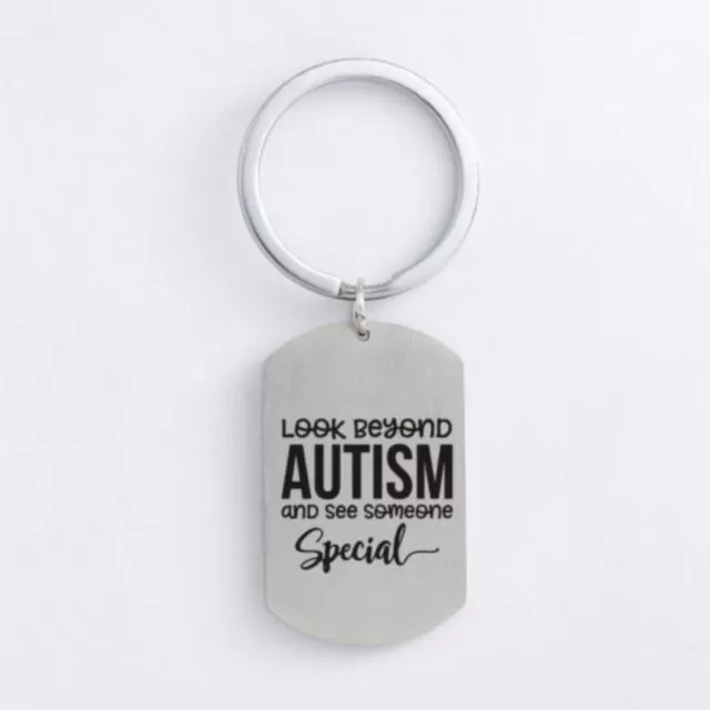 Autism Stainless Steel Keychain Jigsaw Puzzle Piece Autism Pendants Keyring DIY Jewelry Car Key Gift For Men Women