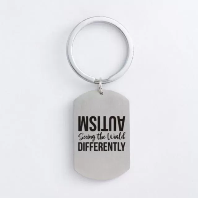 Autism Stainless Steel Keychain Jigsaw Puzzle Piece Autism Pendants Keyring DIY Jewelry Car Key Gift For Men Women