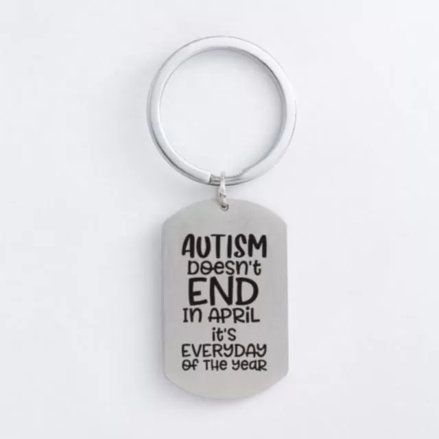 Autism Stainless Steel Keychain Jigsaw Puzzle Piece Autism Pendants Keyring DIY Jewelry Car Key Gift For Men Women