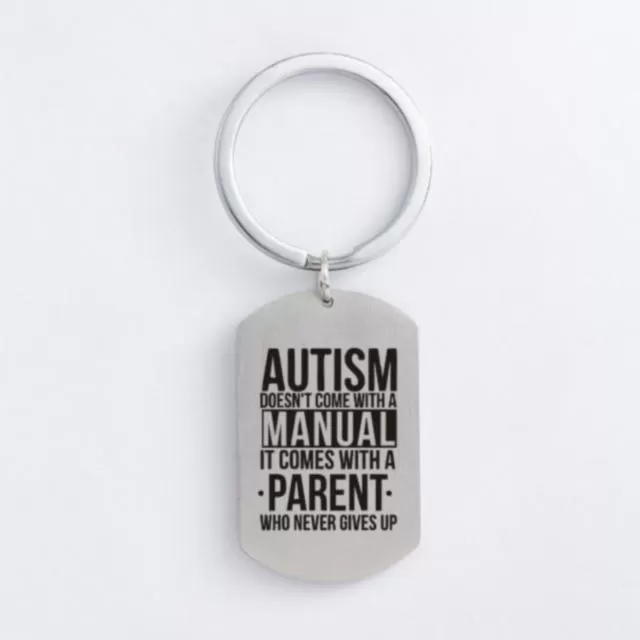 Autism Stainless Steel Keychain Jigsaw Puzzle Piece Autism Pendants Keyring DIY Jewelry Car Key Gift For Men Women