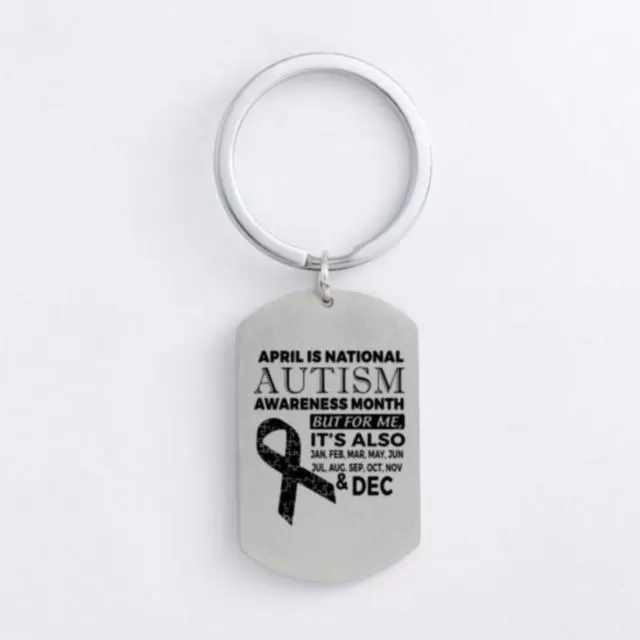 Autism Stainless Steel Keychain Jigsaw Puzzle Piece Autism Pendants Keyring DIY Jewelry Car Key Gift For Men Women