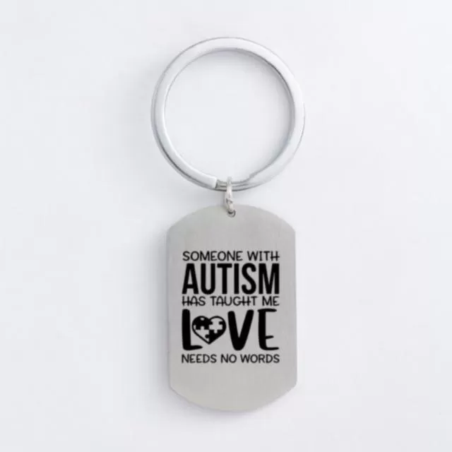 Autism Stainless Steel Keychain Jigsaw Puzzle Piece Autism Pendants Keyring DIY Jewelry Car Key Gift For Men Women