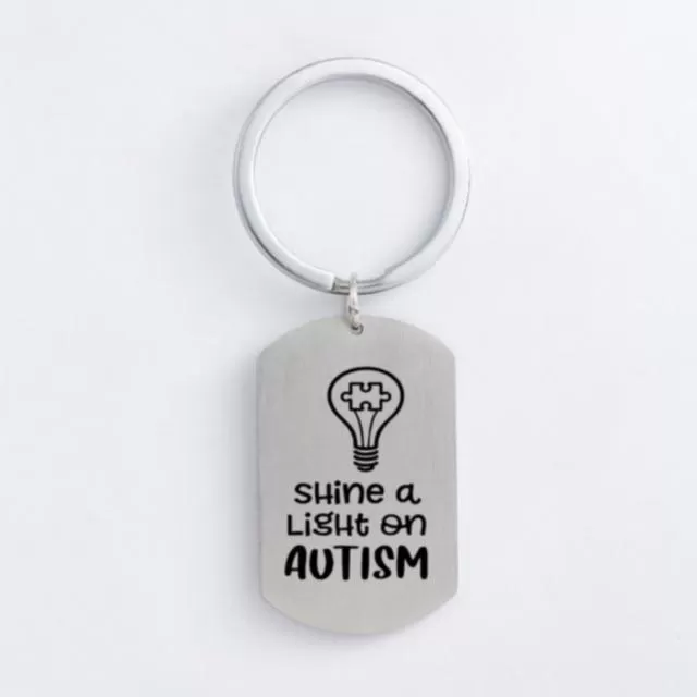 Autism Stainless Steel Keychain Jigsaw Puzzle Piece Autism Pendants Keyring DIY Jewelry Car Key Gift For Men Women