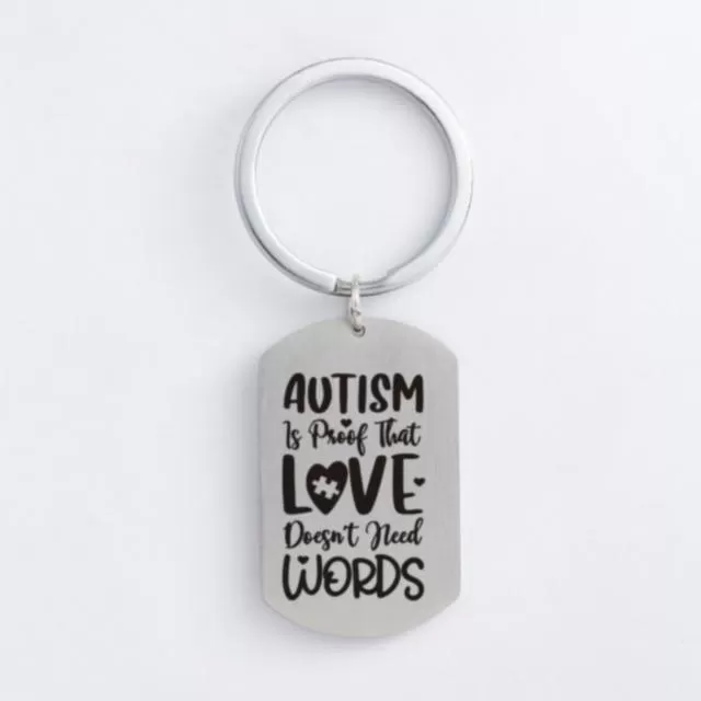 Autism Stainless Steel Keychain Jigsaw Puzzle Piece Autism Pendants Keyring DIY Jewelry Car Key Gift For Men Women