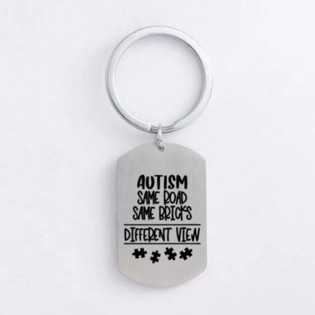 Autism Stainless Steel Keychain Jigsaw Puzzle Piece Autism Pendants Keyring DIY Jewelry Car Key Gift For Men Women