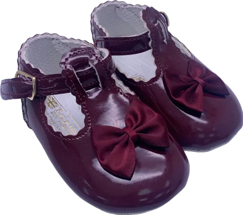 Baypods Burgundy Mary Jane Baby Shoes UK 3