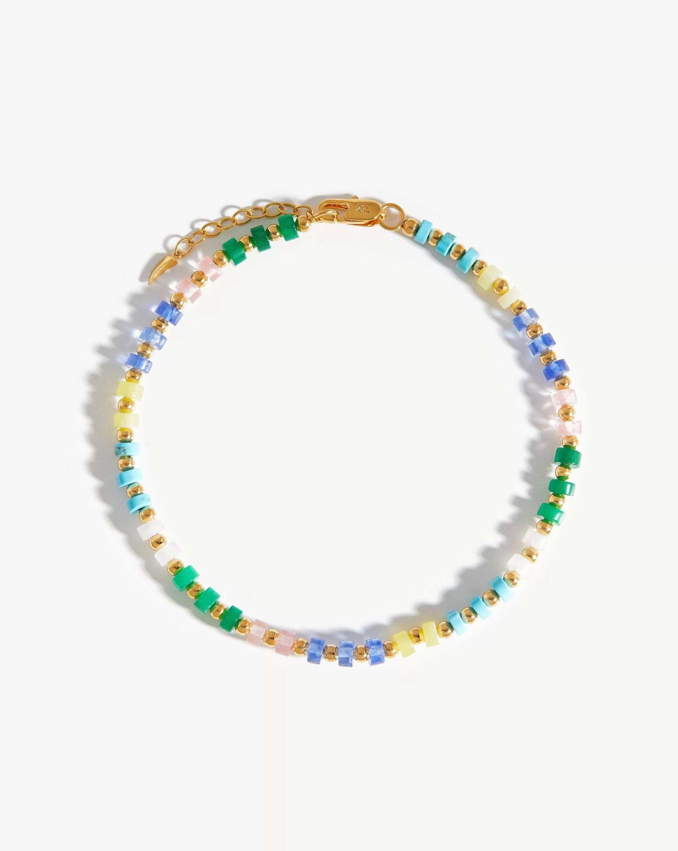 Beaded Anklet | 18ct Gold Plated/Multi Pastel Beaded