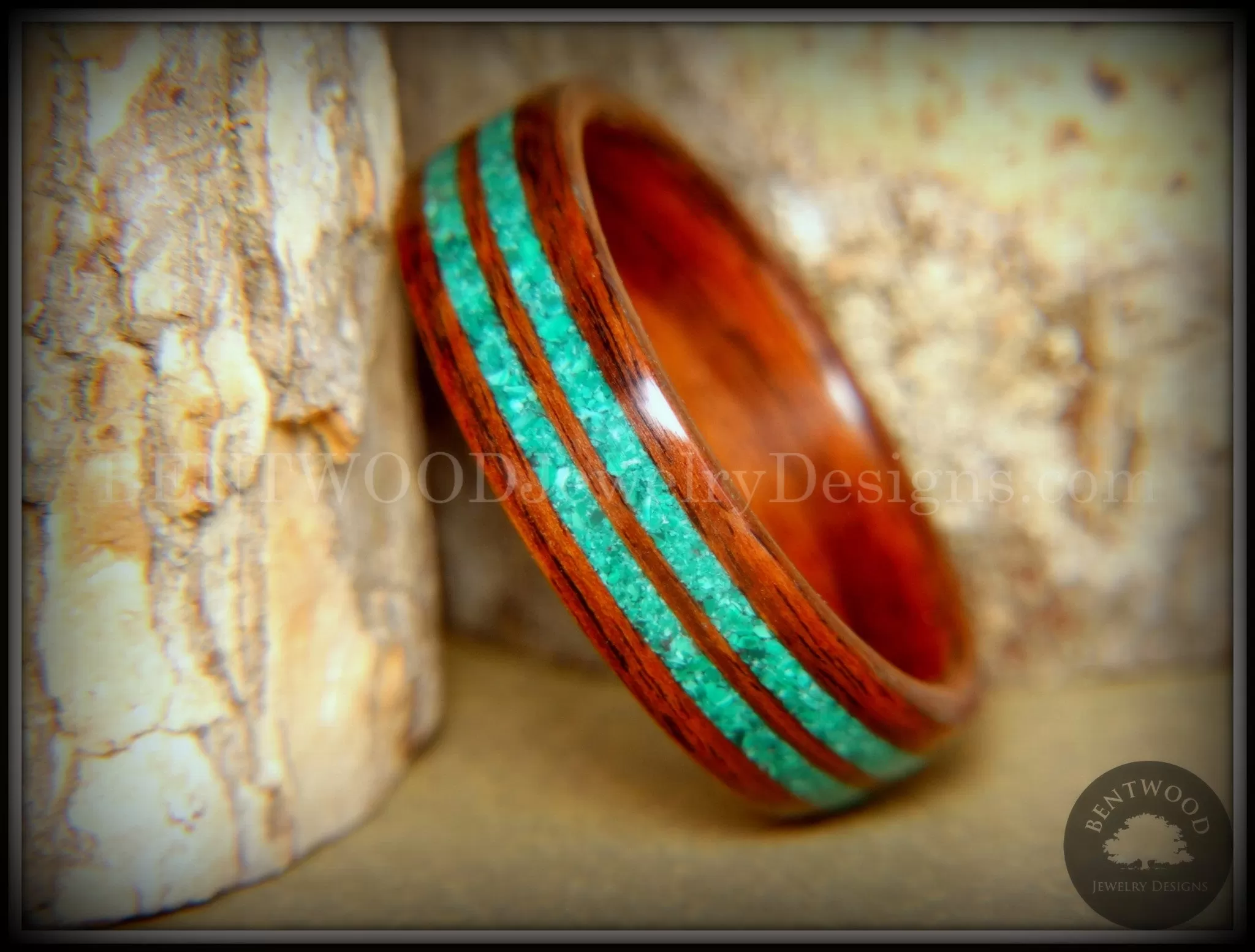 Bentwood Ring - Kingwood with Malachite Inlays