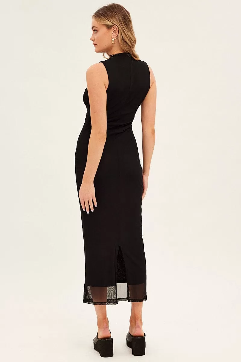 Black Maxi Dress Sleeveless Mesh