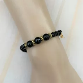 Black Onyx and Gold Beaded Bracelet