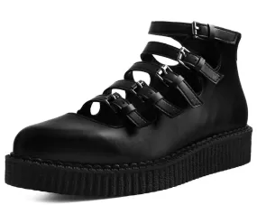 Black TUKskin Multi-Strap Pointed Mary Jane Creeper