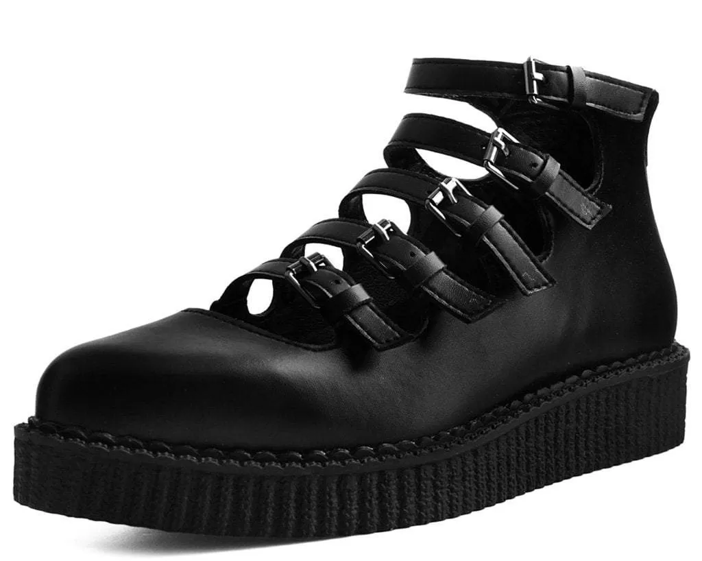 Black TUKskin Multi-Strap Pointed Mary Jane Creeper