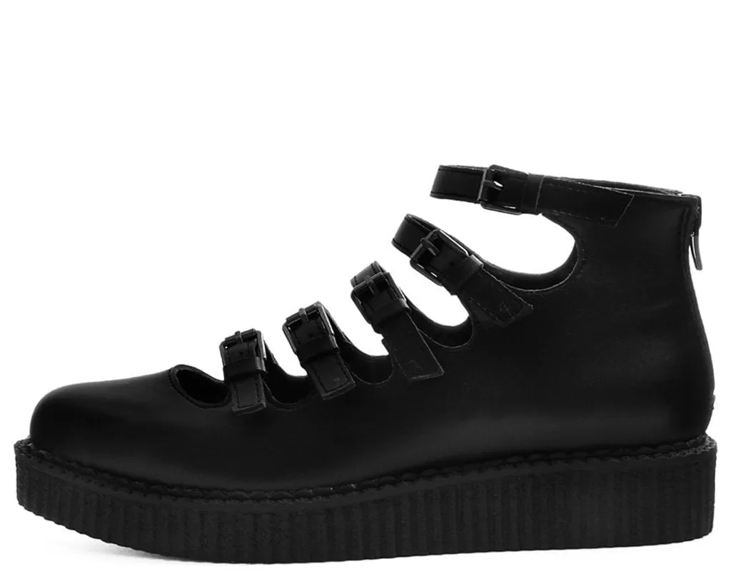 Black TUKskin Multi-Strap Pointed Mary Jane Creeper