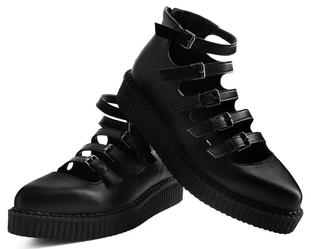 Black TUKskin Multi-Strap Pointed Mary Jane Creeper