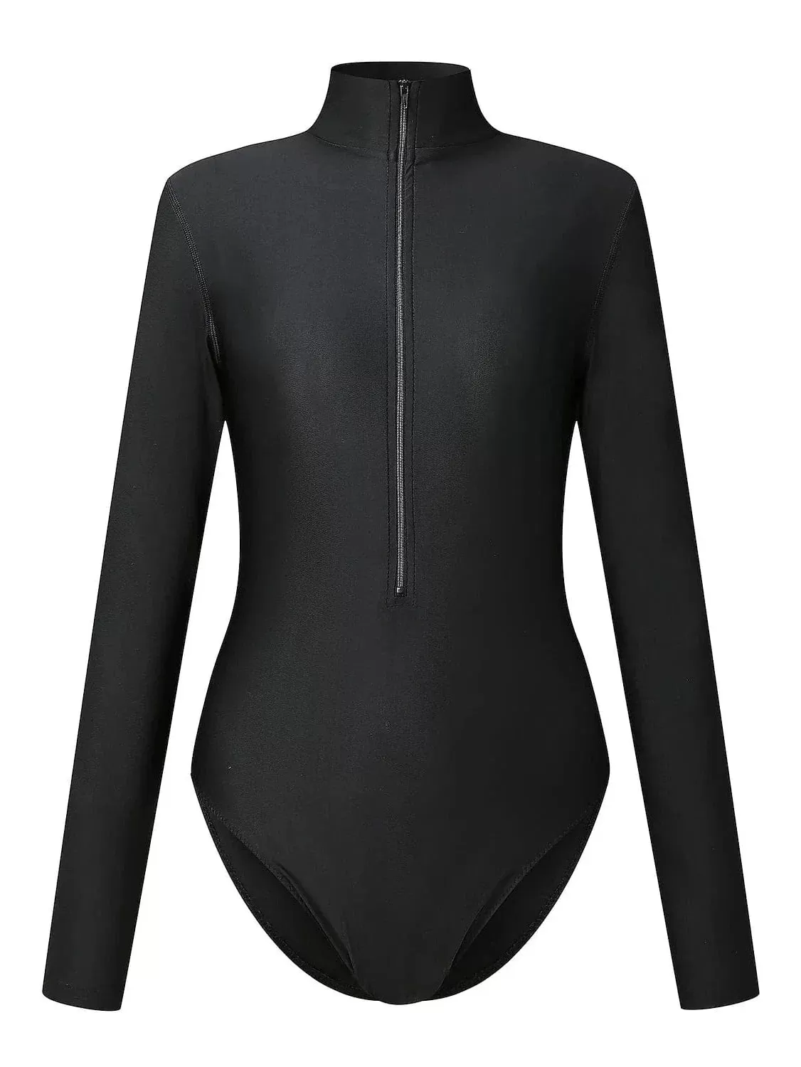 Black Women's Plus Size UV Protection Rash Guard Swimwear