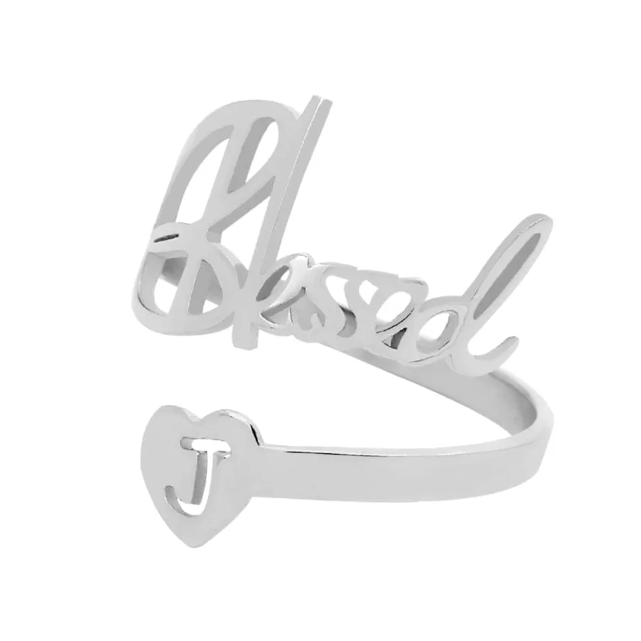 Blessed With Initial Adjustable Ring