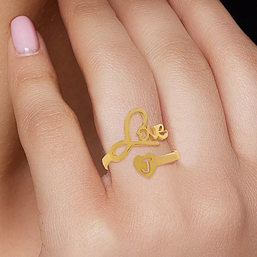 Blessed With Initial Adjustable Ring