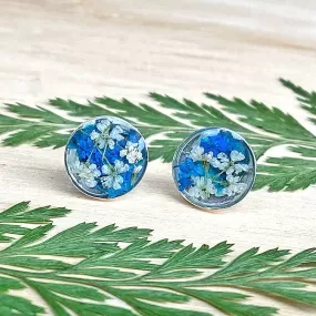 Blue Botanical Garden Stud Earrings - BG62