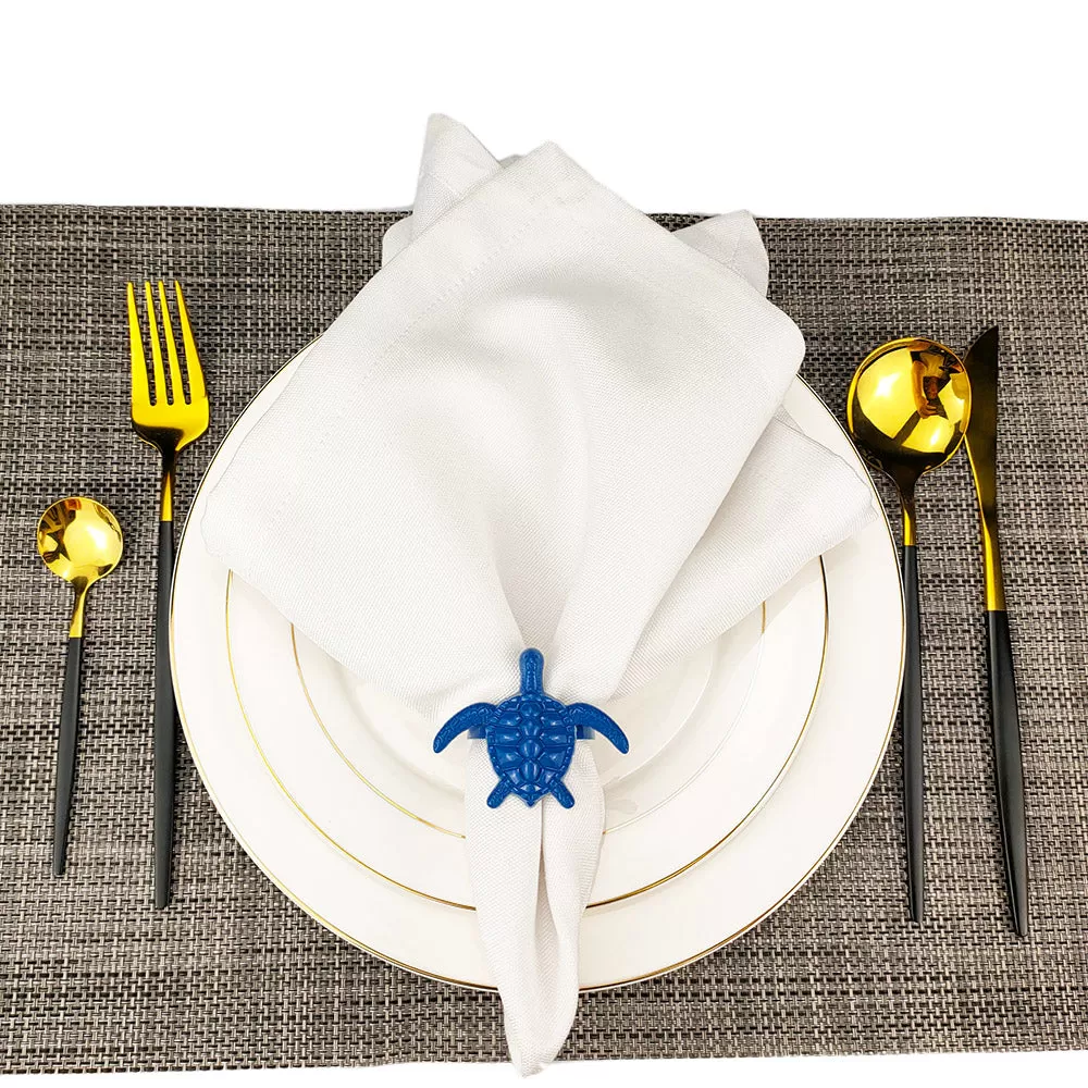 Blue Crustacean Napkin Ring Set