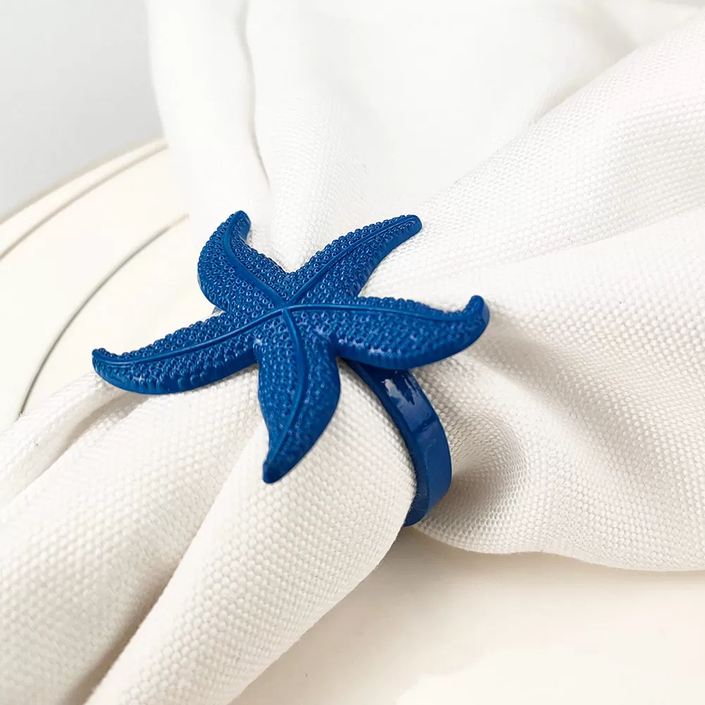 Blue Crustacean Napkin Ring Set