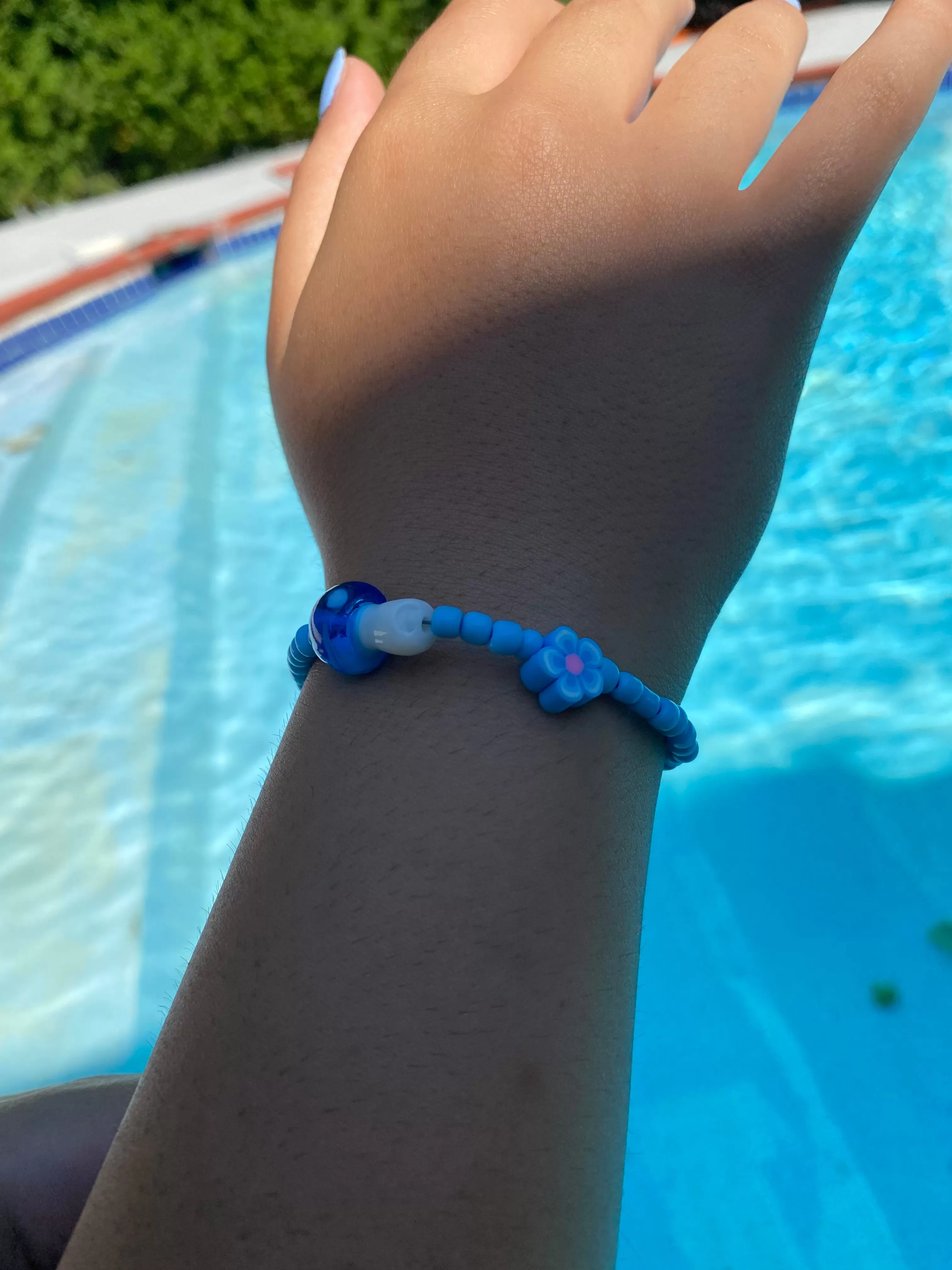 Blue Mushroom Beaded Bracelet