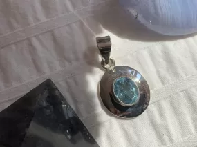 Blue Topaz Medea Pendant - Small Oval