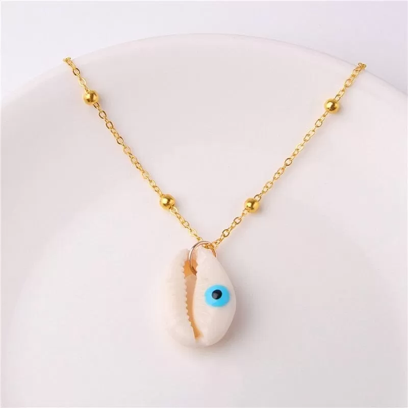 Boho Shell Necklace Sea Shell Chain Pendant Necklace