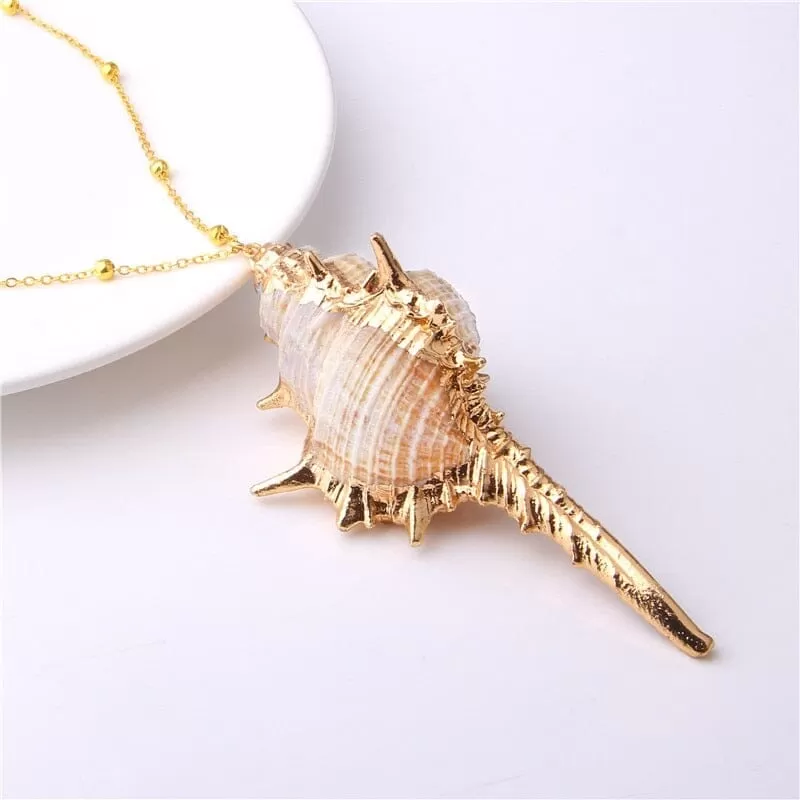 Boho Shell Necklace Sea Shell Chain Pendant Necklace