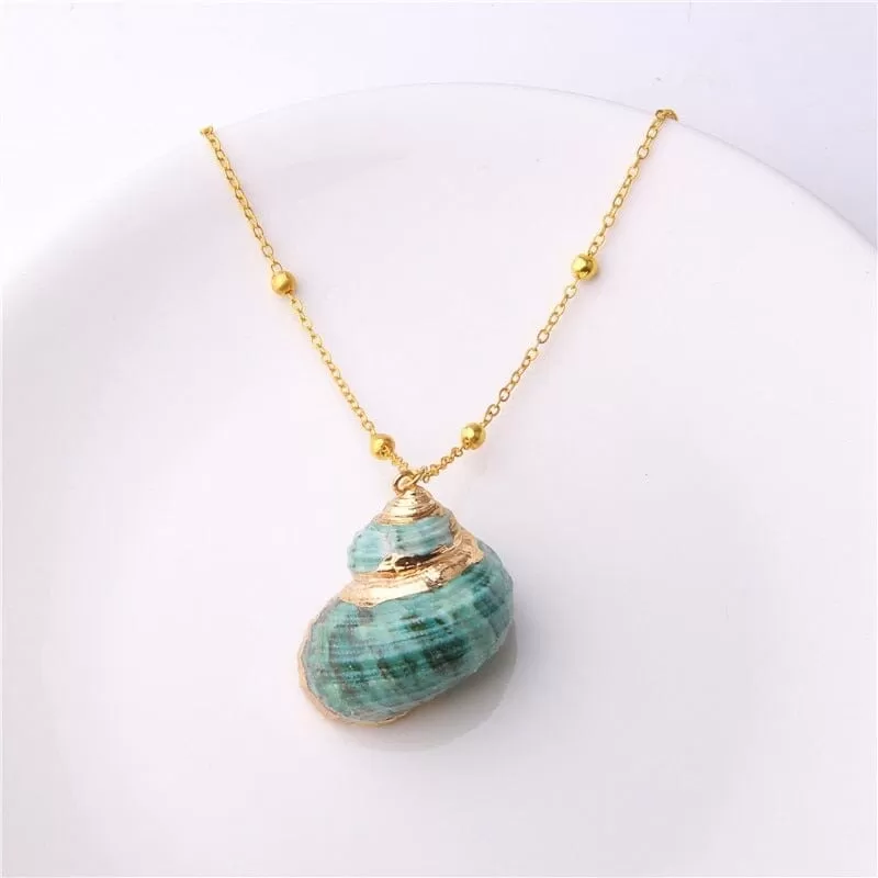 Boho Shell Necklace Sea Shell Chain Pendant Necklace