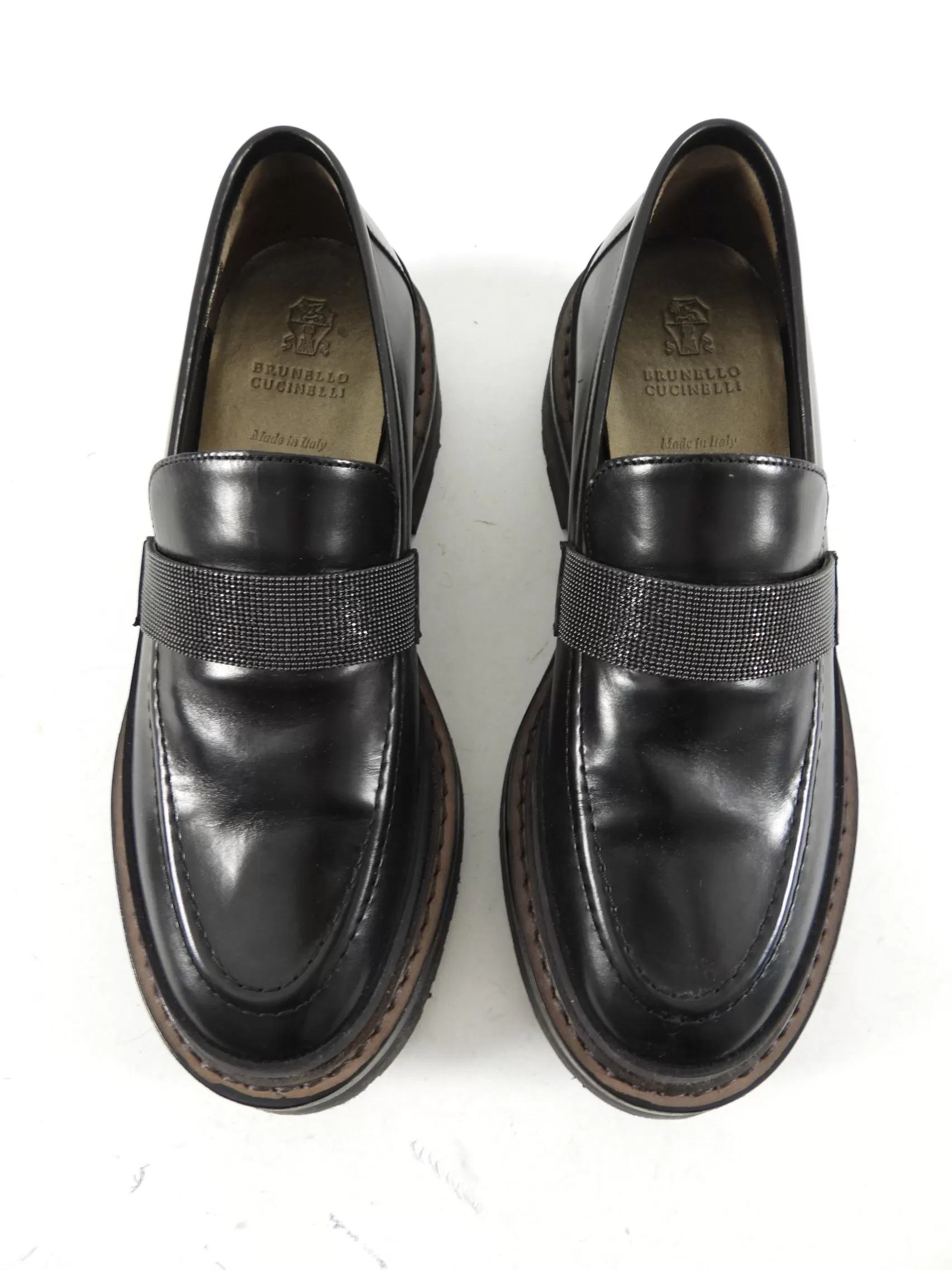 Brunello Black Leather Monili Chunky Loafer - 36.5 / 37